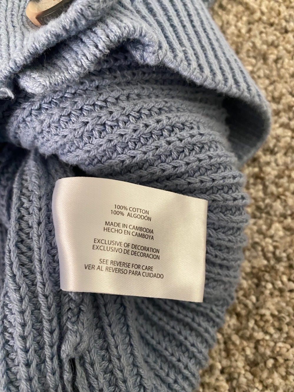 GAP Light Blue Button-Front Knit Cardigan Cable-knit Sweater. Size XL. - Picture 14 of 14